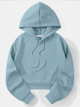 Ezwear capucha unicolor con cordon crop con forro termico