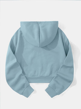 Ezwear capucha unicolor con cordon crop con forro termico