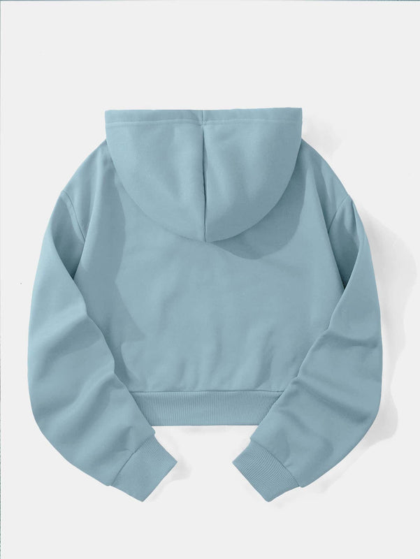 Ezwear capucha unicolor con cordon crop con forro termico