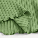 EZwear Camiseta unicolor ribete en forma de lechuga tejido de canale