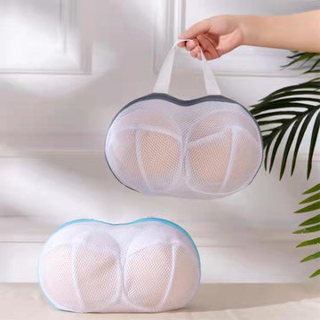 1pc Bolsa de Lavado para Sujetador Duradera con Cremallera – Funda Anti-Deformación para Lavadora para Todas las Copas, Lavado a Mano o en Seco, Blanca con Correas Azules, Evita Enredos y Daños en Ciclos de Lavado, Bolsas de Ropa