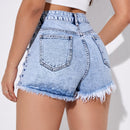 Frenchy Shorts mezclilla desgarro bajo crudo