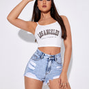 Frenchy Shorts mezclilla desgarro bajo crudo