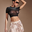 BAE Skort con estampado de piel de serpiente con bolsillo lateral con solapa