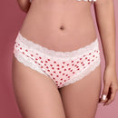 Bragas con estampado de corazon con encaje en contraste