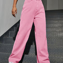 EZwear Jeans tipo boyfriend con bolsillo oblicuo de talle alto