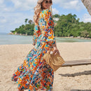 VCAY Vestido con estampado floral de manga farol sin cinturon