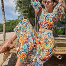 VCAY Vestido con estampado floral de manga farol sin cinturon