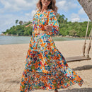 VCAY Vestido con estampado floral de manga farol sin cinturon