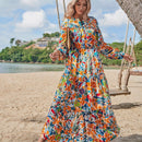 VCAY Vestido con estampado floral de manga farol sin cinturon