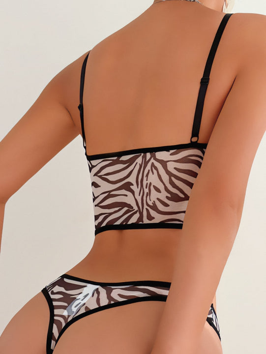 Set de lenceria de rayas de cebra con aro