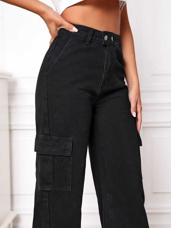 Tall Jeans cargo de talle alto con bolsillo con solapa
