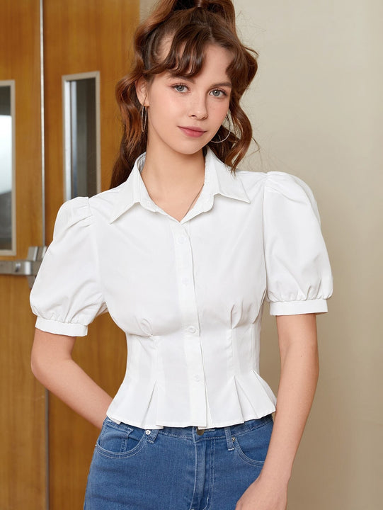 MOD Camisa de manga farol con diseno de fruncido