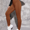 EZwear Pantalon ajustado de cintura alta para mujer en unicolor. Pantalon casual de primavera/verano