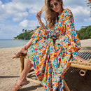 VCAY Vestido con estampado floral de manga farol sin cinturon