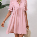 Frenchy Vestido smock de lunares ribete fruncido de manga farol