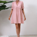 Frenchy Vestido smock de lunares ribete fruncido de manga farol