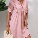 Frenchy Vestido smock de lunares ribete fruncido de manga farol