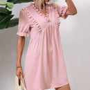 Frenchy Vestido smock de lunares ribete fruncido de manga farol