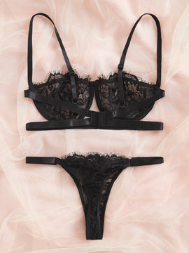 Conjunto De 2 Piezas De Ropa Interior De Encaje Para Mujeres (con Varilla)