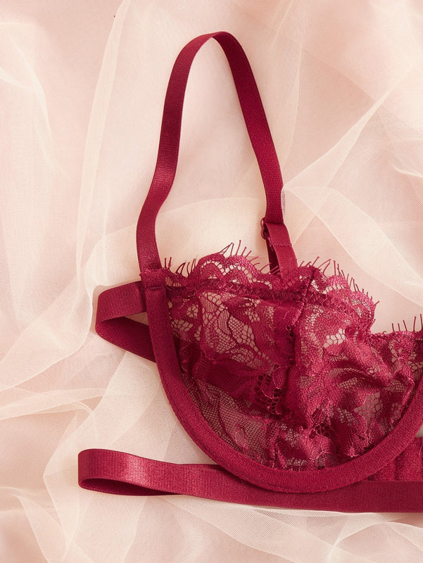 Conjunto De 2 Piezas De Ropa Interior De Encaje Para Mujeres (con Varilla)