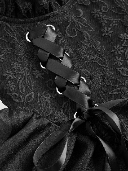 MOD Vestido con cordon delantero de manga farol