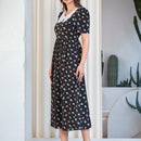 Mulvari Vestido con estampado floral con encaje en contraste cuello de manga farol