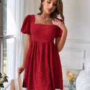 VCAY Vestido linea A de cuello cuadrado de manga farol