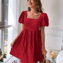VCAY Vestido linea A de cuello cuadrado de manga farol