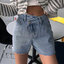DAZY Shorts De Mezclilla Para Mujeres Con Cintura Asimetrica Y Ajuste Holgado