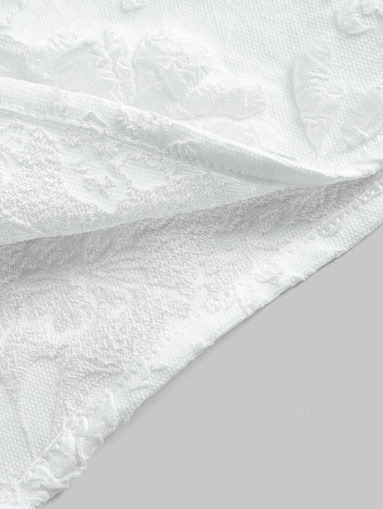 Mod vestido floral jacquard de cuello cuadrado de manga farol