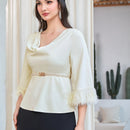 Modely Blusa ribete con fleco unicolor