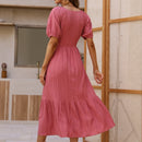 VCAY Vestido linea A con boton delantero de manga farol