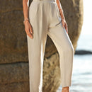 VCAY Pantalones de talle alto con fruncido