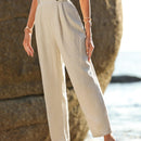 VCAY Pantalones de talle alto con fruncido