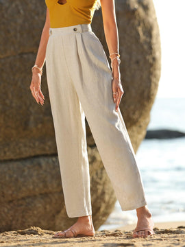 VCAY Pantalones de talle alto con fruncido