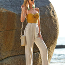 VCAY Pantalones de talle alto con fruncido