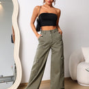 EZwear Jeans con bolsillo con solapa de pierna ancha