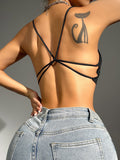 Sujetador liso de espalda abierta con tira cruzada