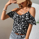 VCAY Blusa con estampado floral de hombros descubiertos