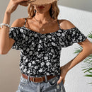 VCAY Blusa con estampado floral de hombros descubiertos