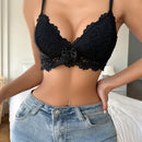 Sujetador De Bralette De Encaje Con Detalle De Forma De Mariposa Y Lazo Frontal