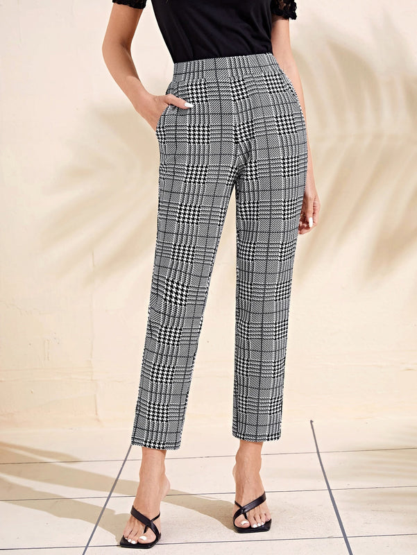Emery rose pantalones con estampado de pata de gallo crop