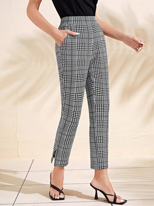 Emery rose pantalones con estampado de pata de gallo crop