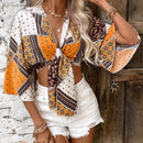 VCAY Top crop con estampado de panuelo con paisley con cordon delantero