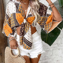 VCAY Top crop con estampado de panuelo con paisley con cordon delantero