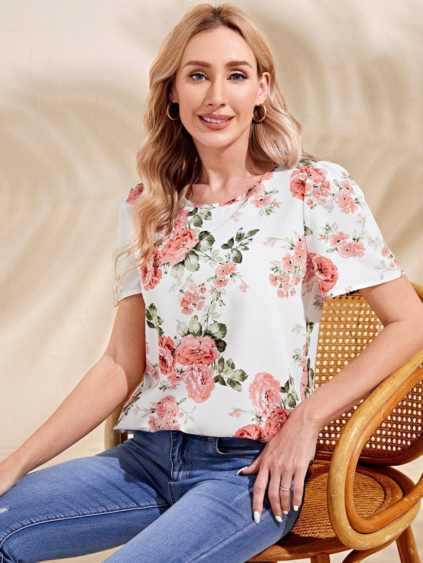 EMERY ROSE Blusa con estampado floral de manga farol