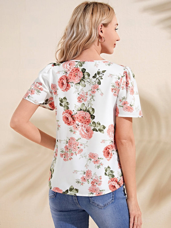 EMERY ROSE Blusa con estampado floral de manga farol