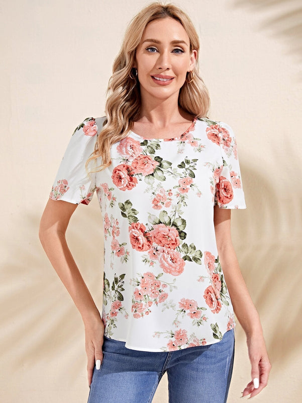EMERY ROSE Blusa con estampado floral de manga farol