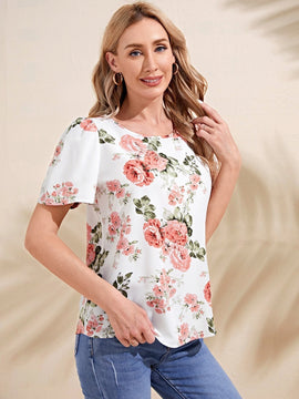 EMERY ROSE Blusa con estampado floral de manga farol
